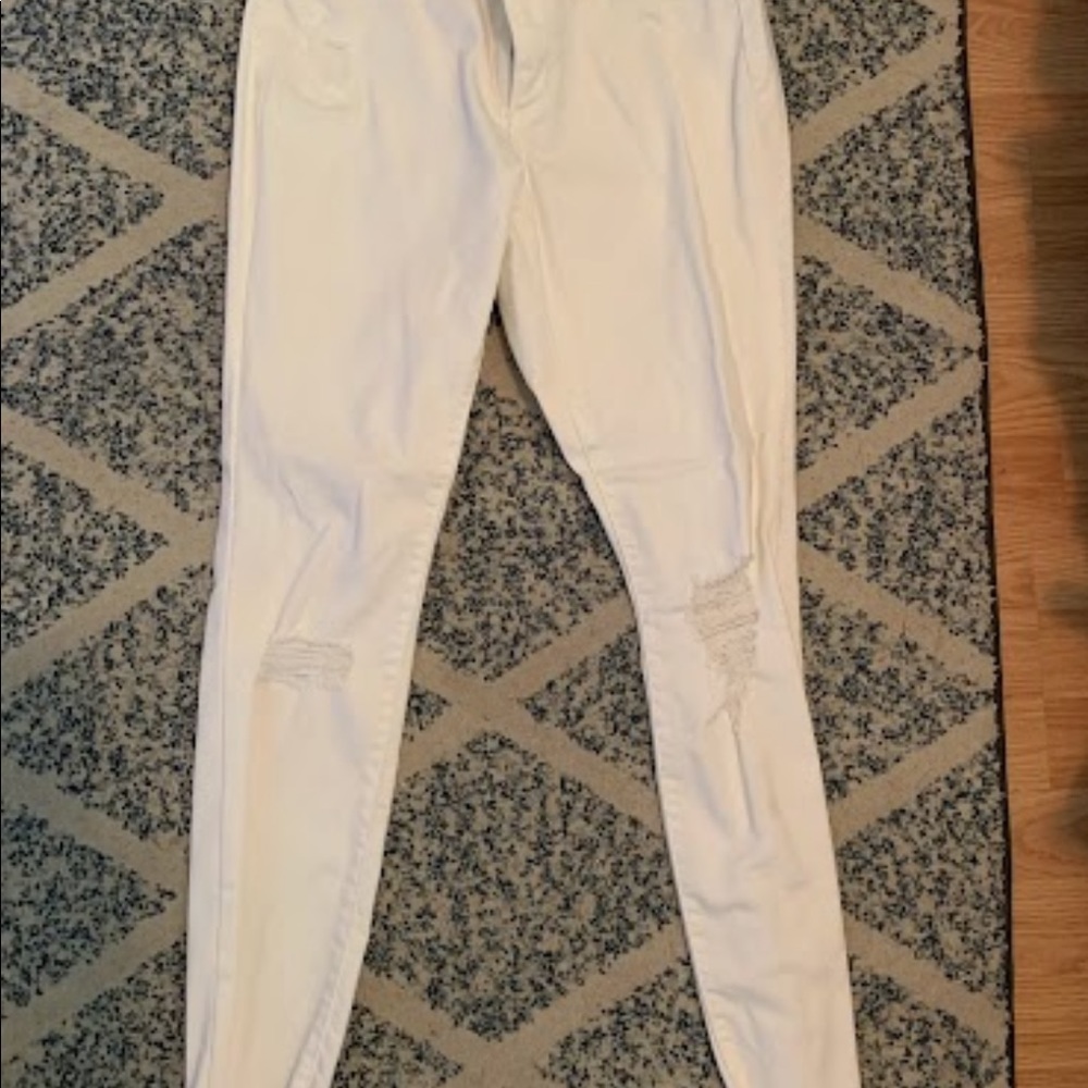 High waisted white pants